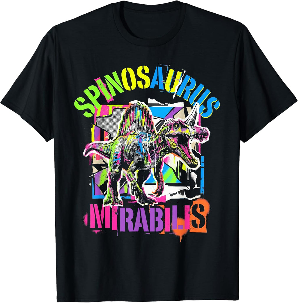Spinosaurus Mirabilis Punk Rock Pop Art Dinosaur T-Shirt