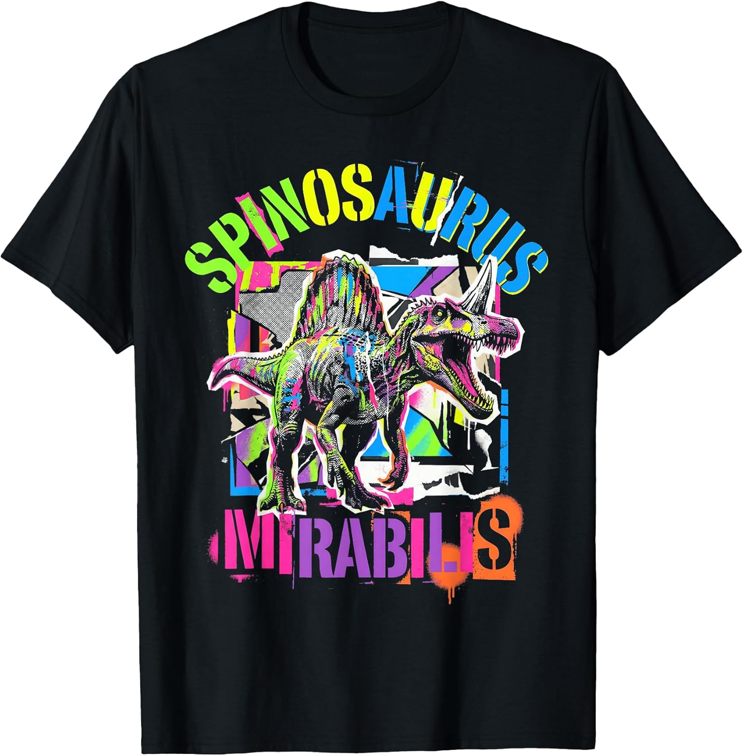 Spinosaurus Mirabilis Punk Rock Pop Art Dinosaur T-Shirt