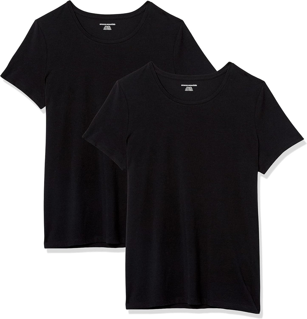 Women's Regular-Fit Short-Sleeve T-Shirt (Crewneck and V-Neck Options), Multipacks