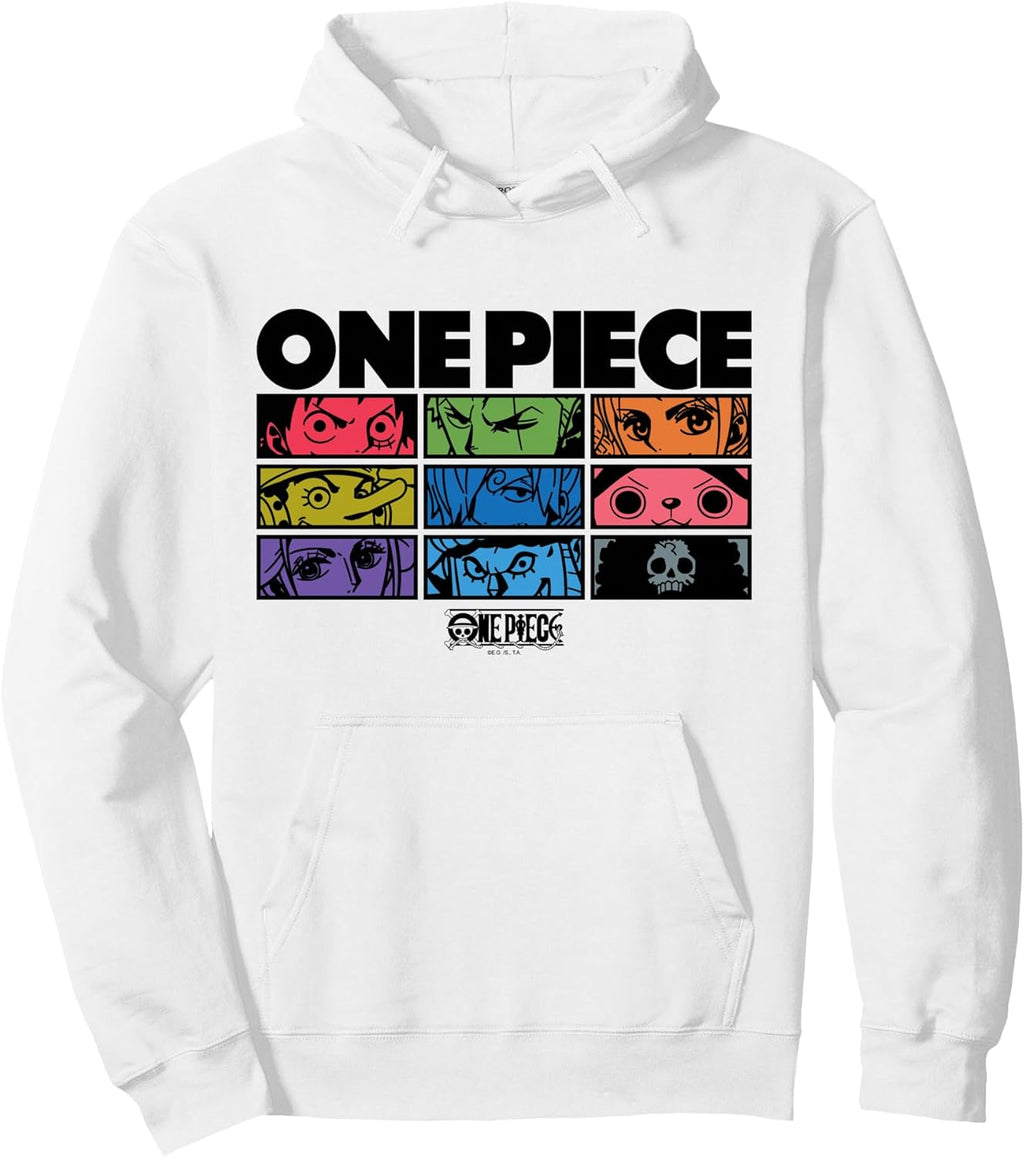 Anime Character Eyes Colorful Pop Art Grid Pullover Hoodie