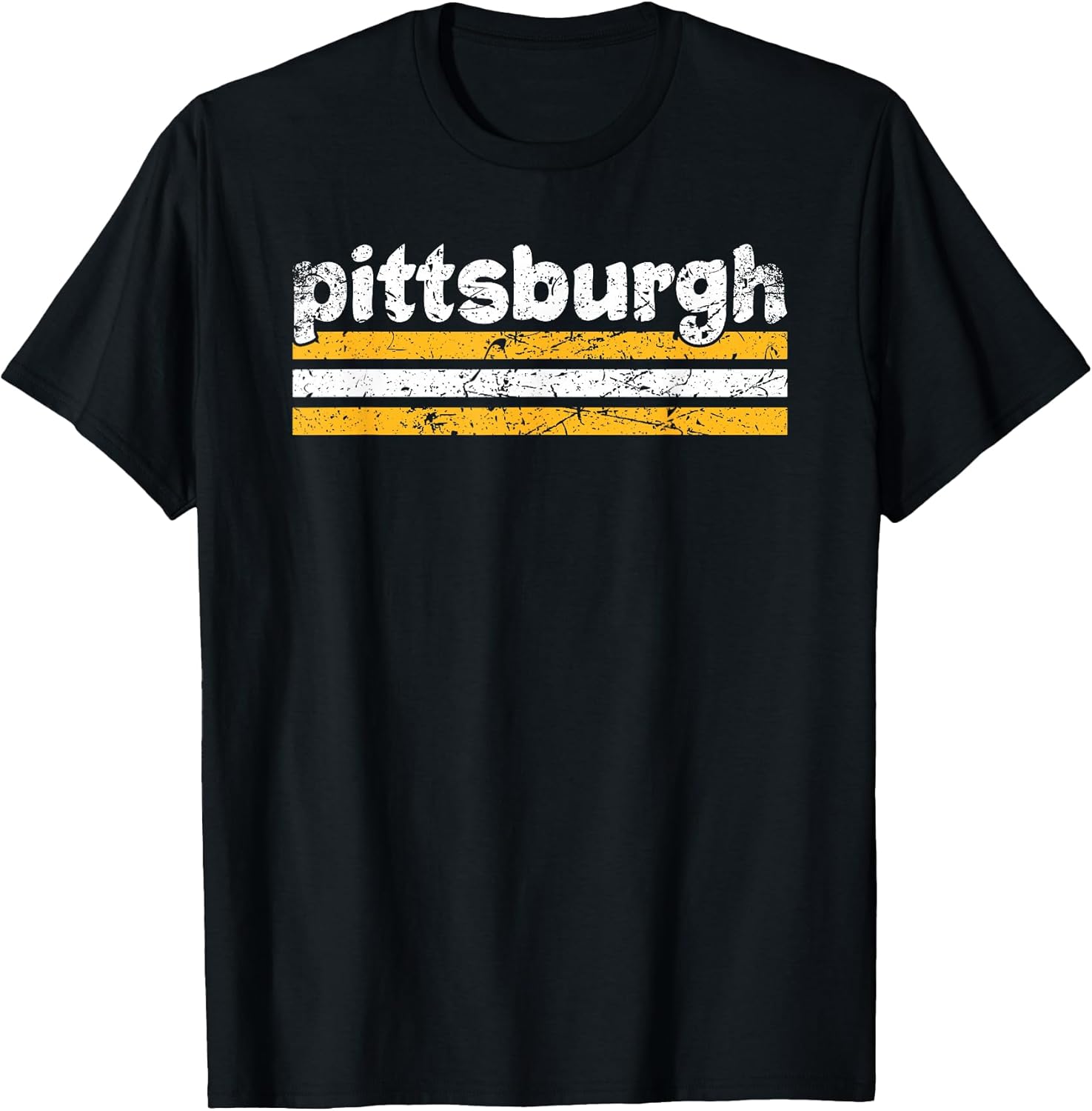 Pittsburgh Pennsylvania Three Stripe Vintage Weathered T-Shirt