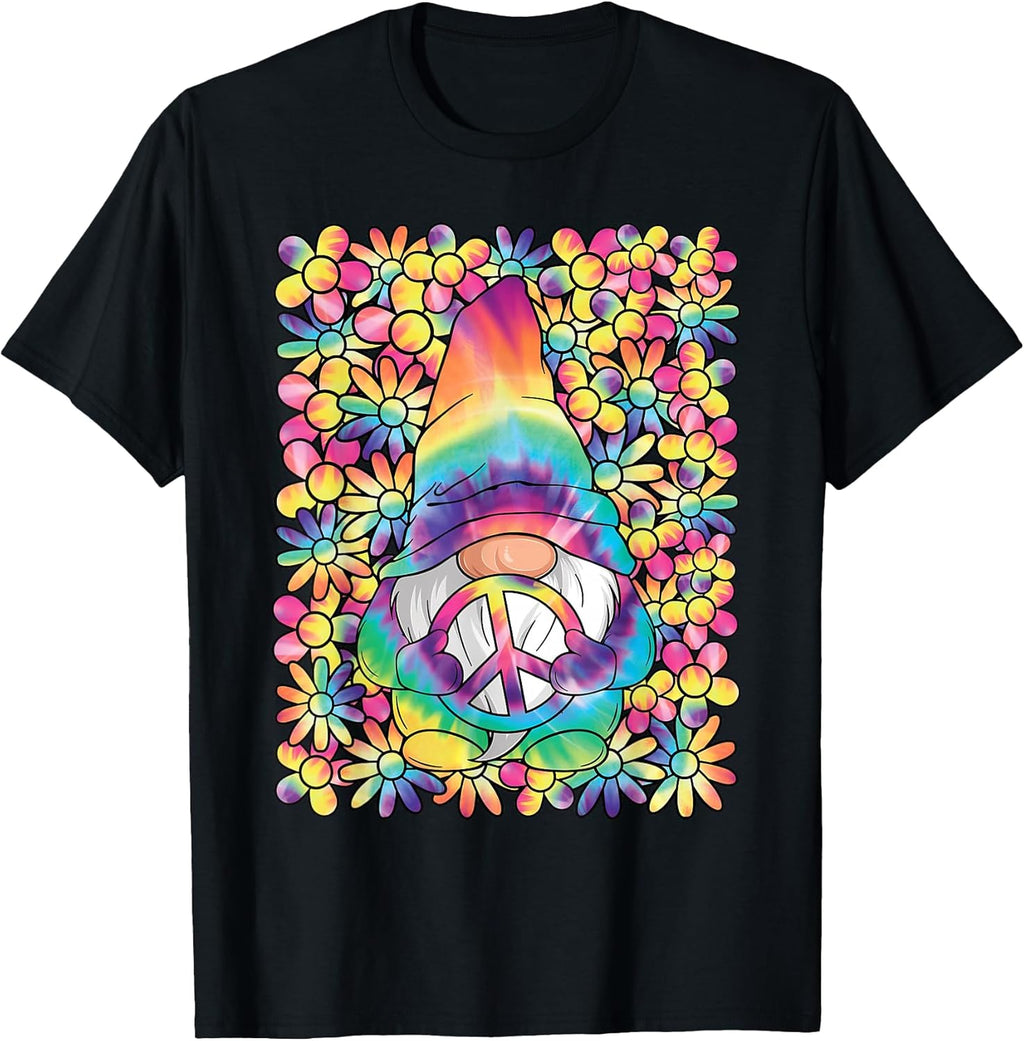 Hippie Gnome Groovy Flower Peace 60s 70s Funny Retro T-Shirt
