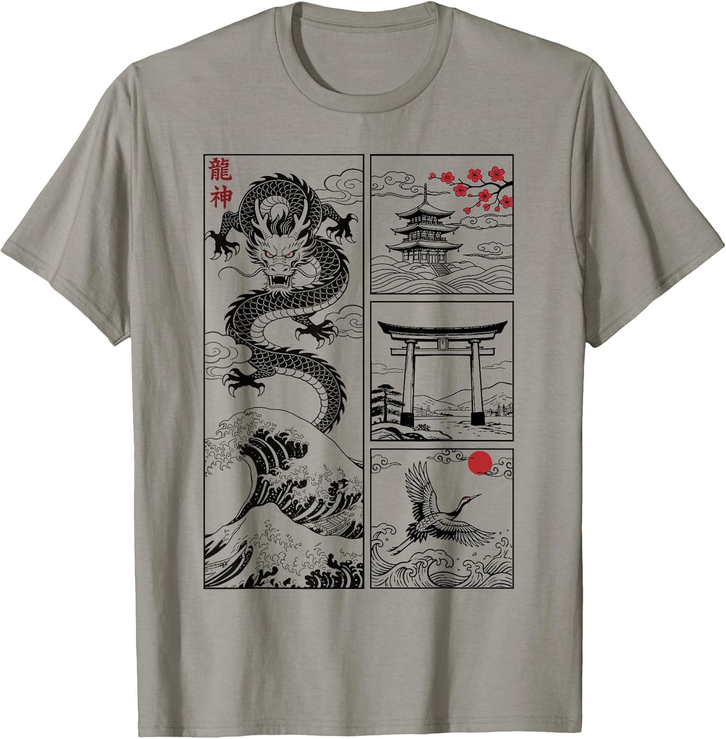 Japanese Dragon Great Wave Off Kanagawa Vintage Japan Art T-Shirt
