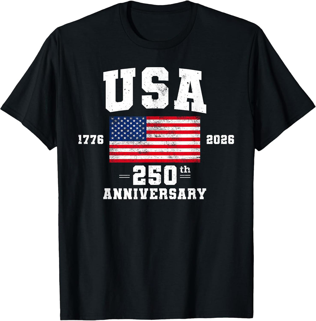 4th of July America US Flag Patriotic 250th Anniversary USA T-Shirt