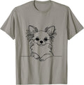 Cute Long Haired Chihuahua Minimalist One-line Art T-Shirt