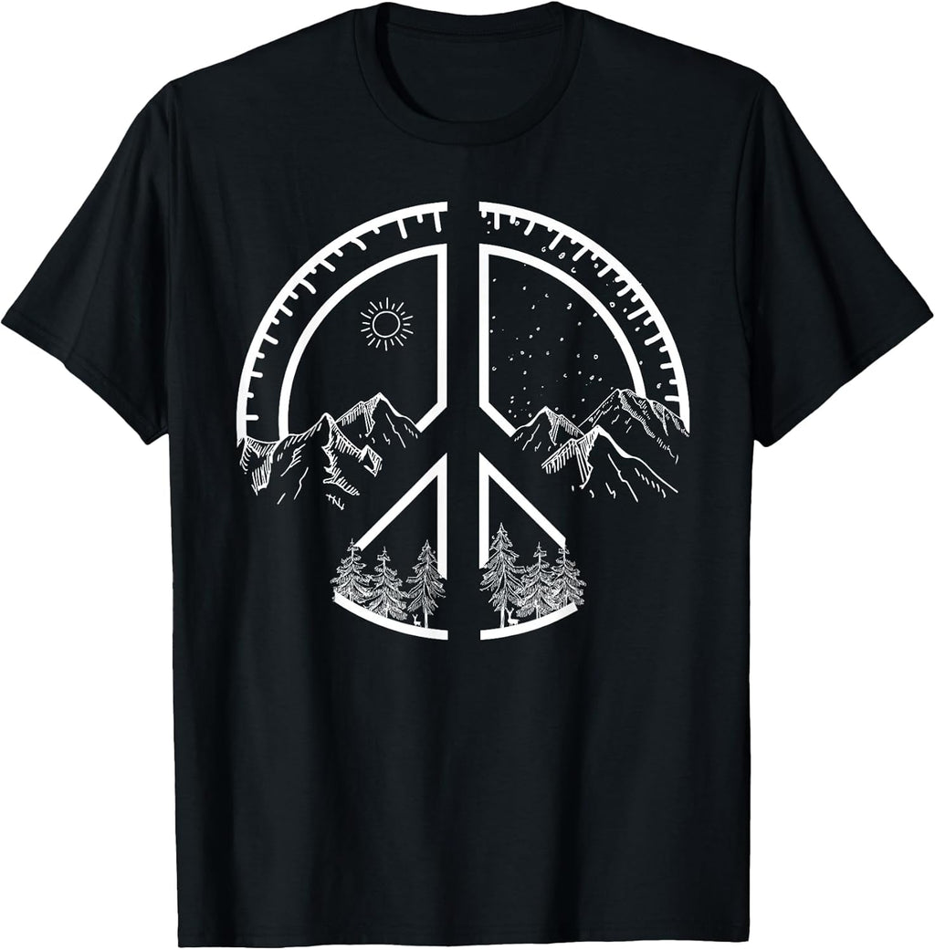 Four Seasons Peace Sign Outdoor Adventure Hippie T-Shirt