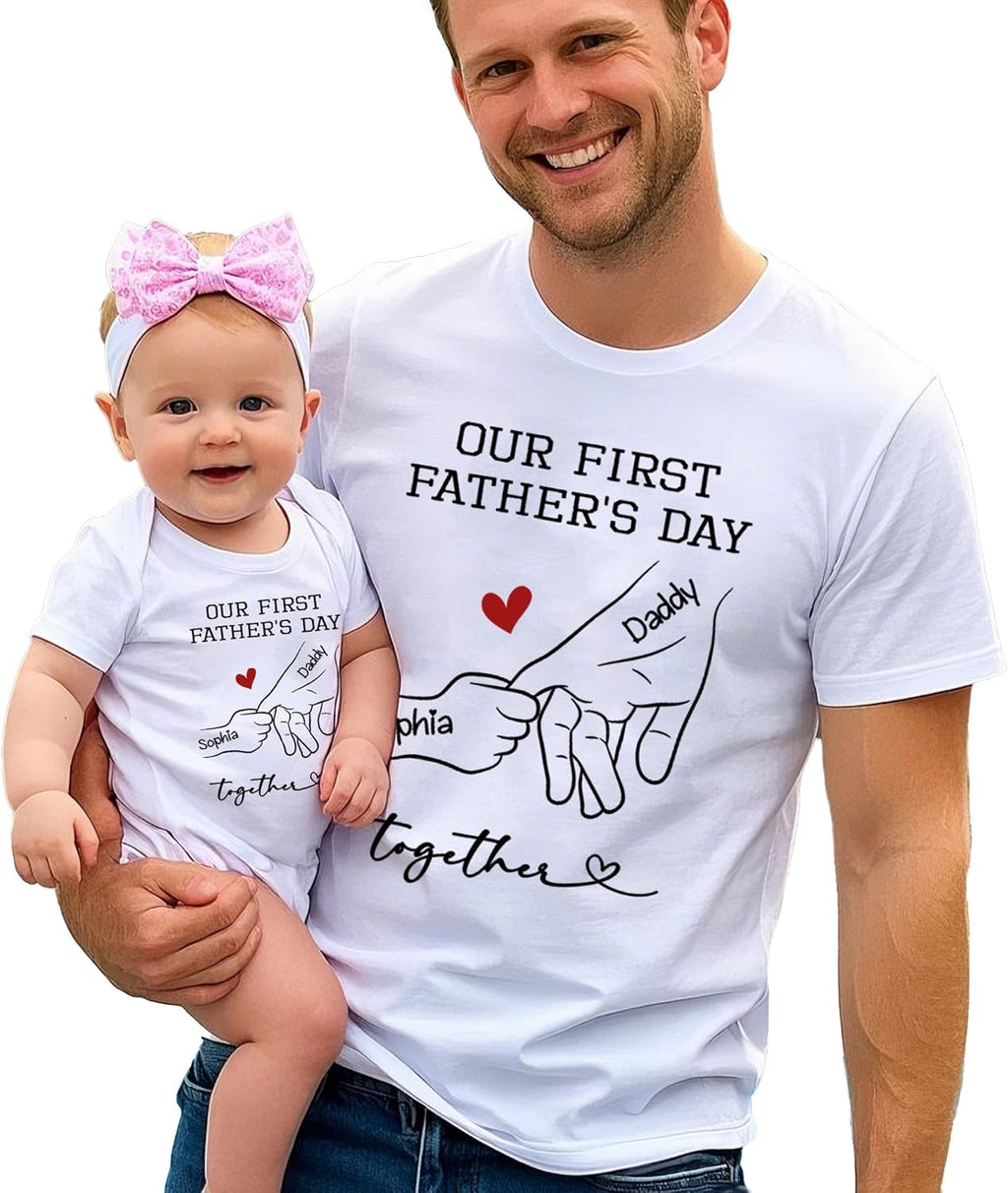 Custom Our First Fathers Day Together Matching Outfit, Dad and Daughter Matching Shirt, New Dads Gifts