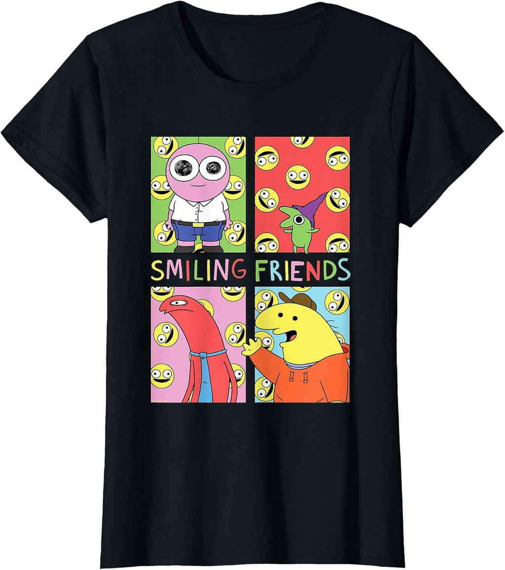Pop Art Character Grid Funny Cartoon T-Shirt