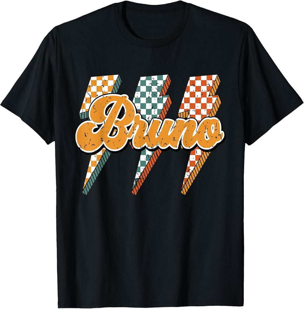 Bruno Checkered Bolt I Love Bruno Groovy 70's 80's Vintage T-Shirt