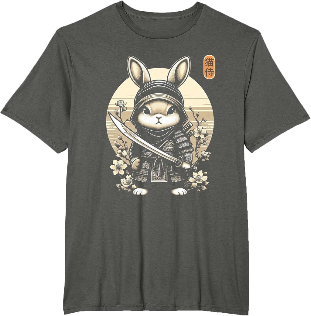 Japanese Samurai Ninja Rabbit Tattoo Japanese Kawaii Art T-Shirt