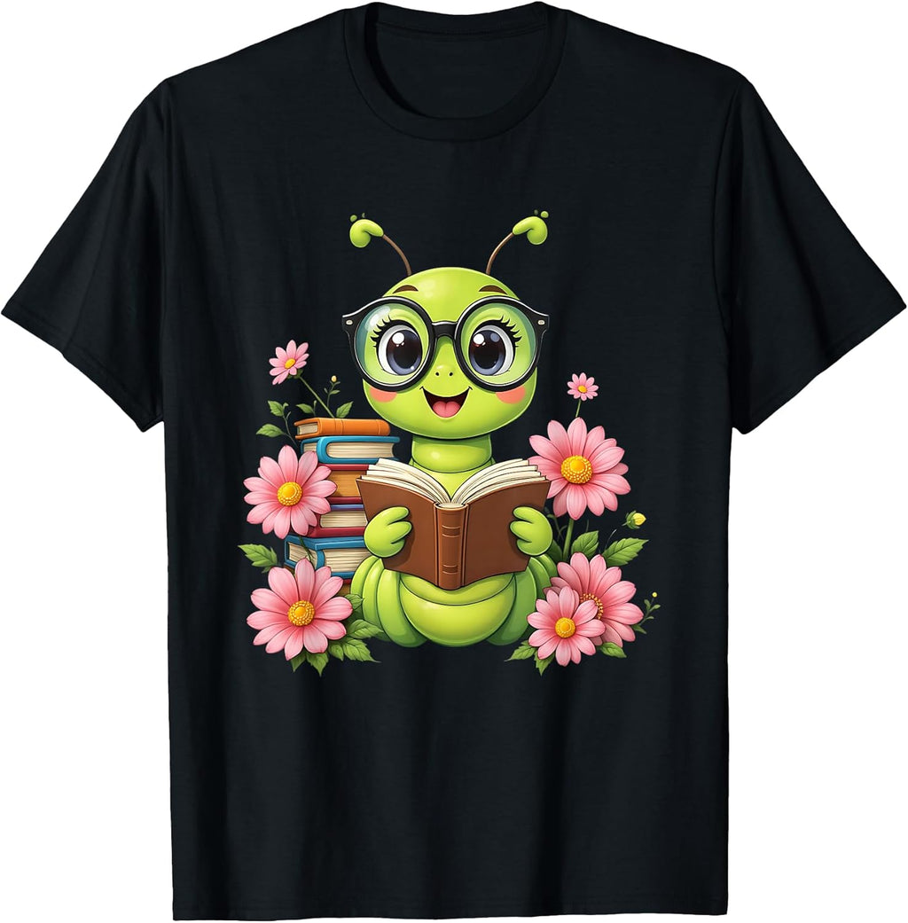 Bookworm Costume Kawaii Reading Worm for World Book Day T-Shirt