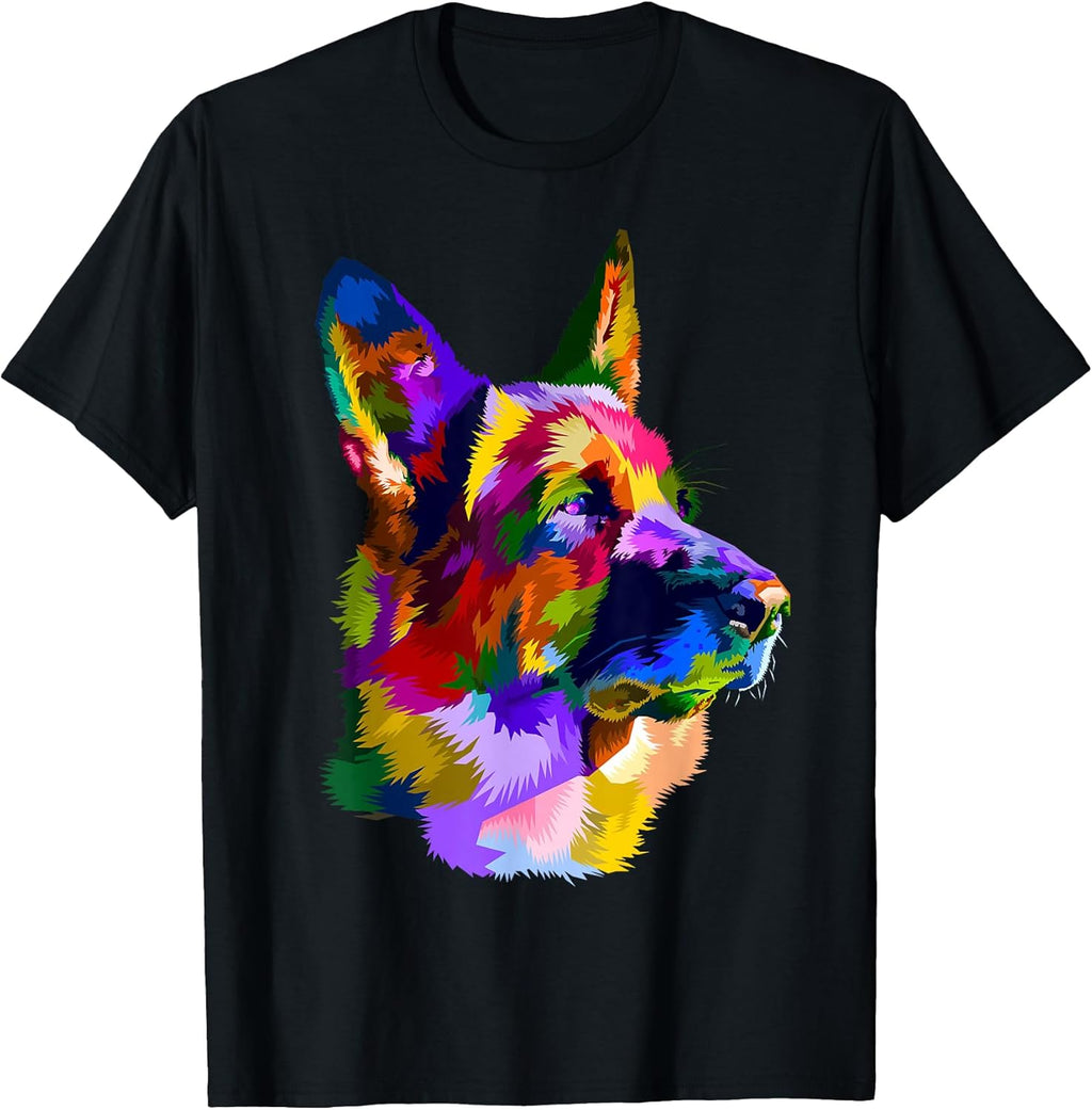 German Shepherd Pop Art Portrait for Dog Owners T-Shirt Small