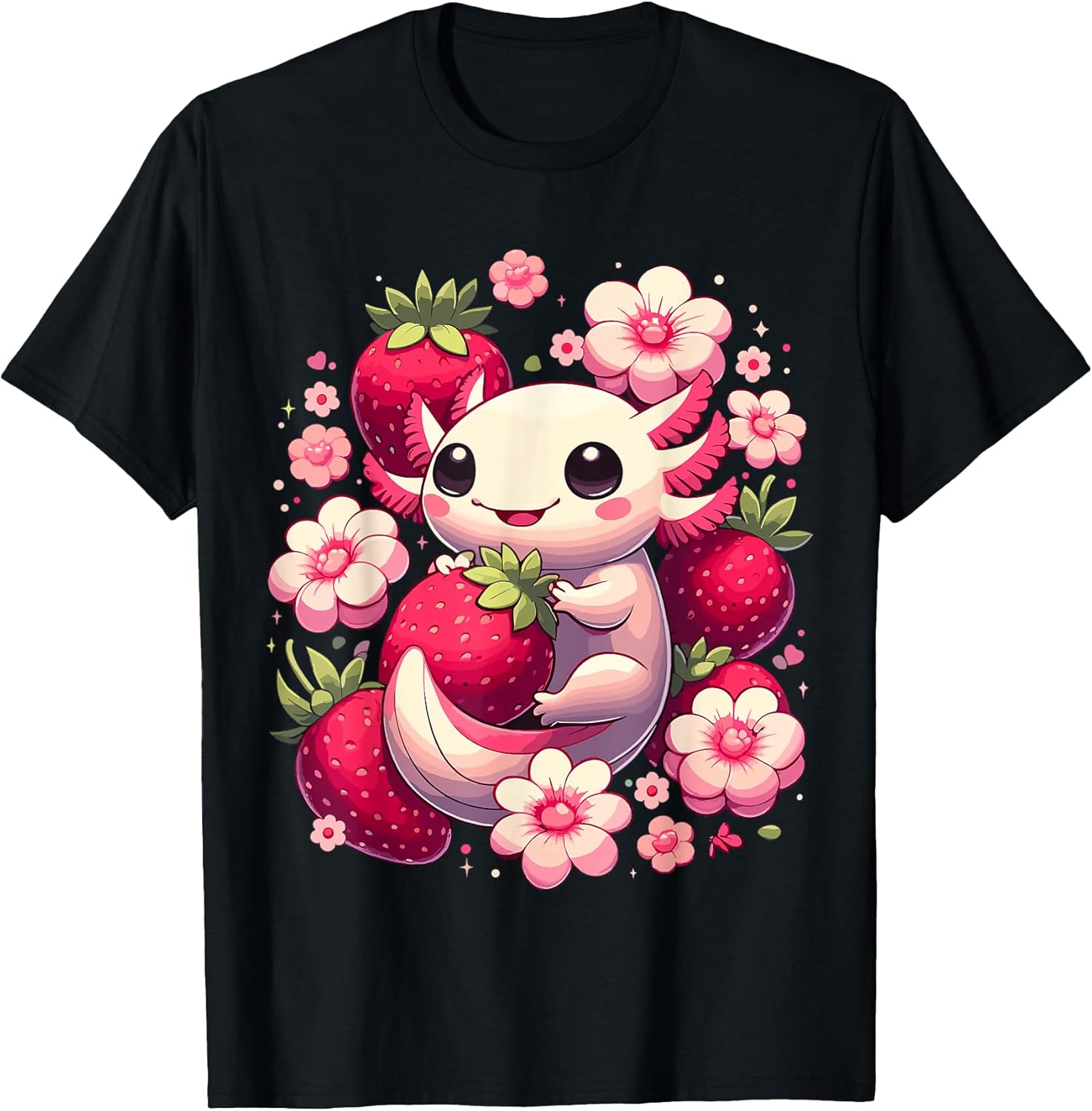Cute Axolotl Kawaii Anime Axolotl Strawberry T-Shirt