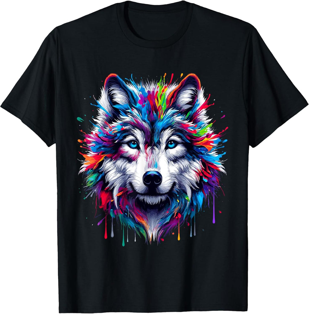 Wolf Splash Art Wolf Animal Lover T-Shirt