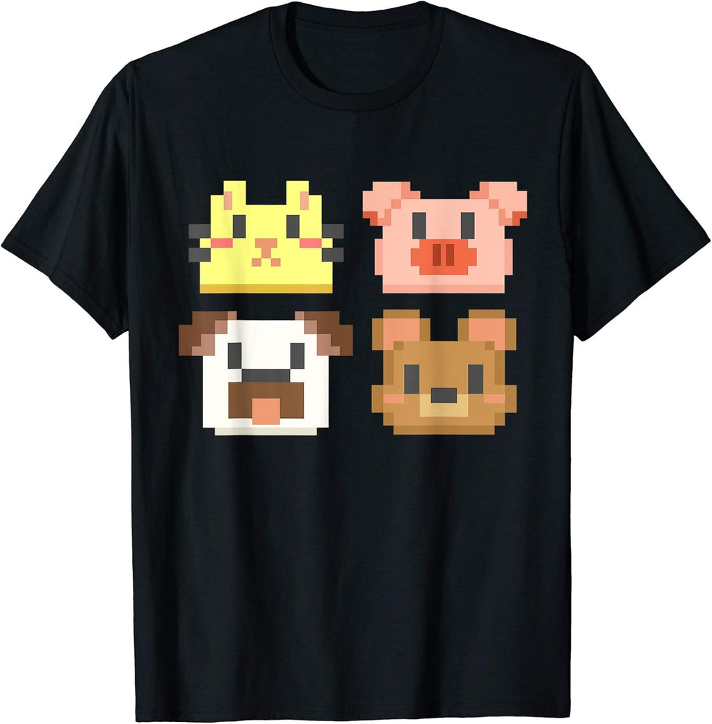 Pixel Art Pixelated Animals Shirts For Kids T-Shirt