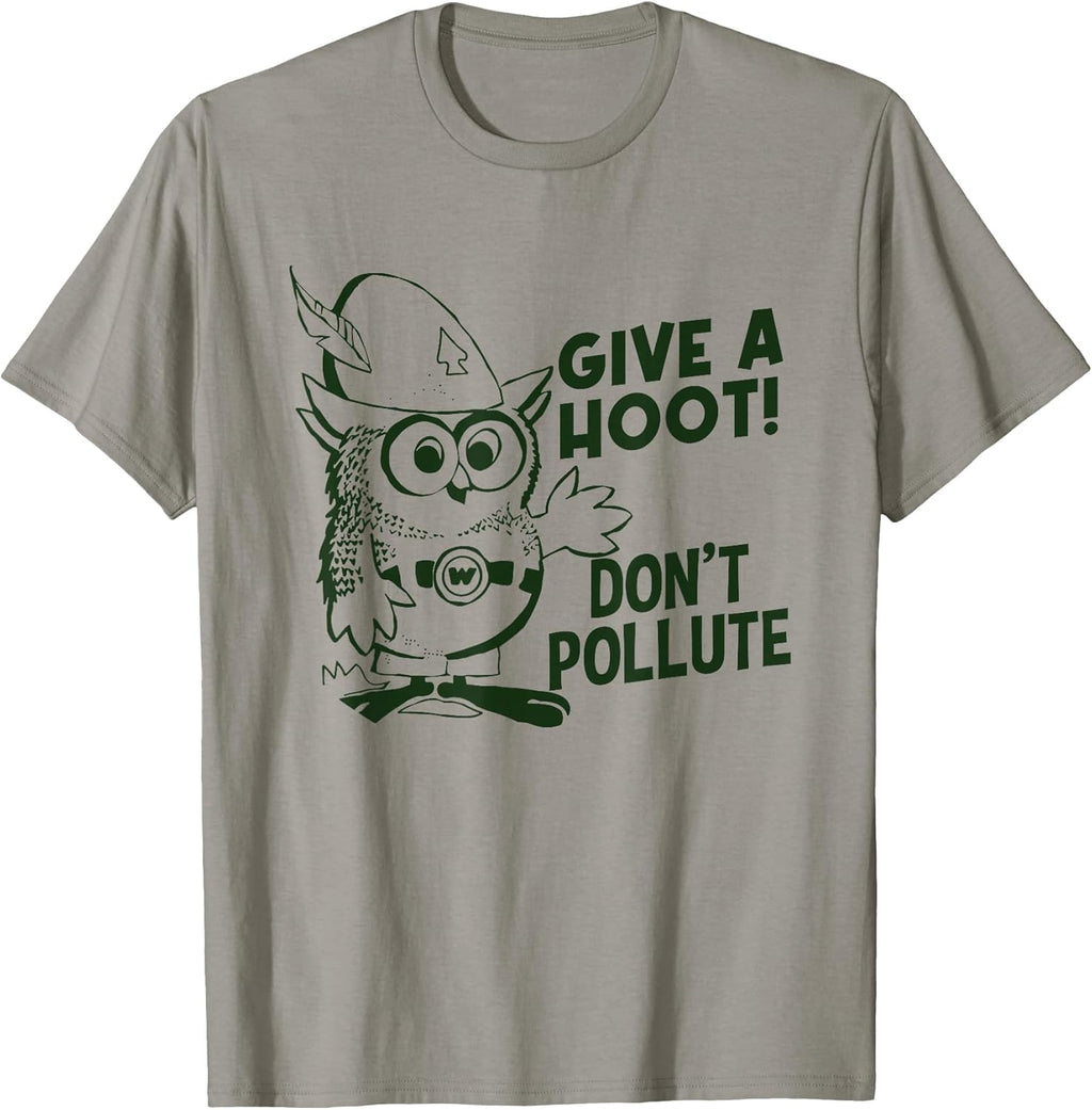 Funny Owl Pun, Don't Pollute Apparel, Give a Hoot Apparel T-Shirt
