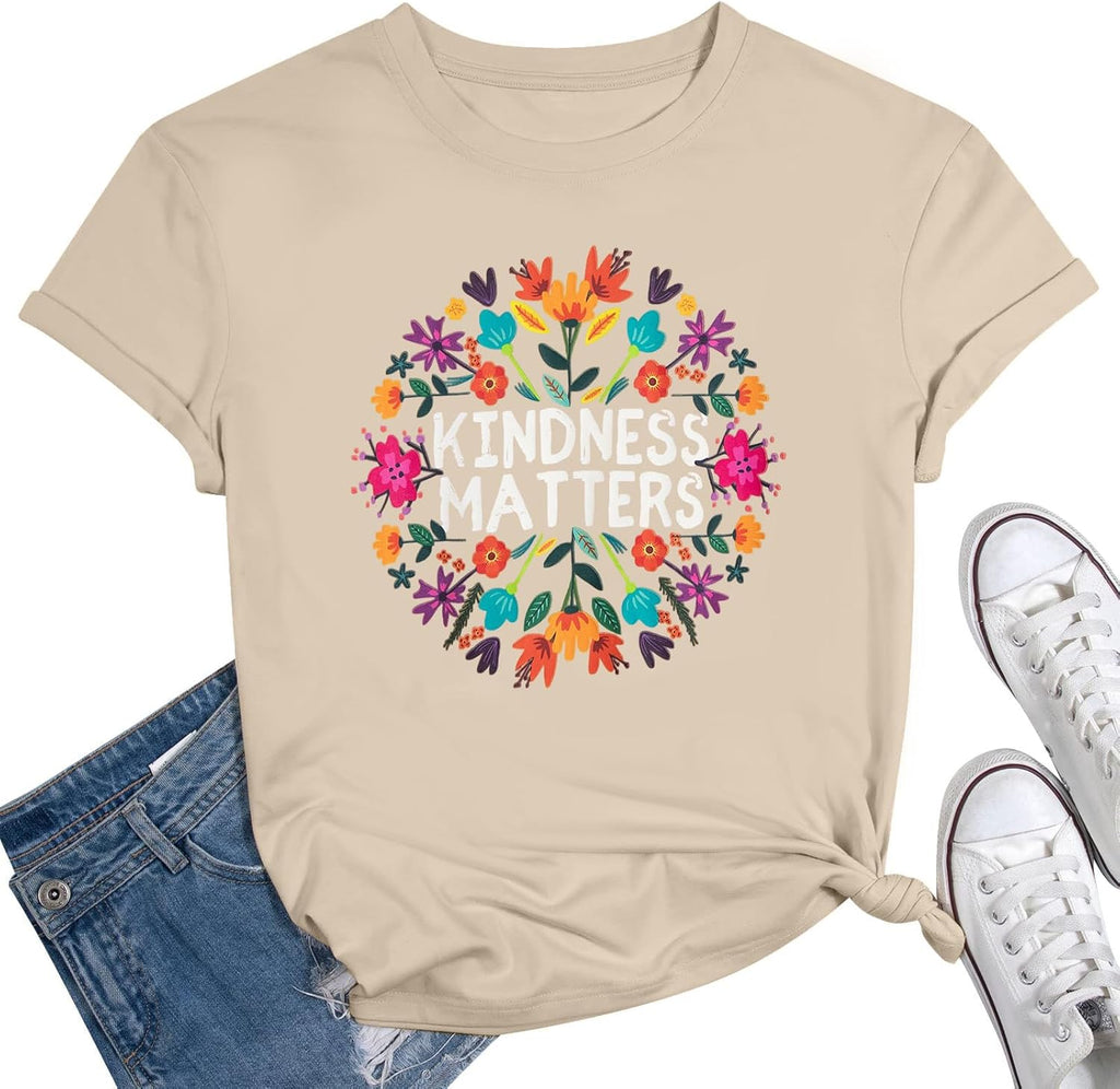 Teacher Shirts for Women Be Kind Shirt Kindness Shirts Mental Health Tshirt Boho Floral Graphic Tee Inspirational Tops