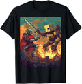 Pixel Art Knight Medieval Battle Scene T-Shirt