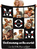 Personalized Mothers Day Blanket Gift for Mom - Best Mom Ever Custom Blanket with Picture & Text, Soft Flannel Customized Blankets for Women, Birthday Gift for Mother Grandma from Daughter Son