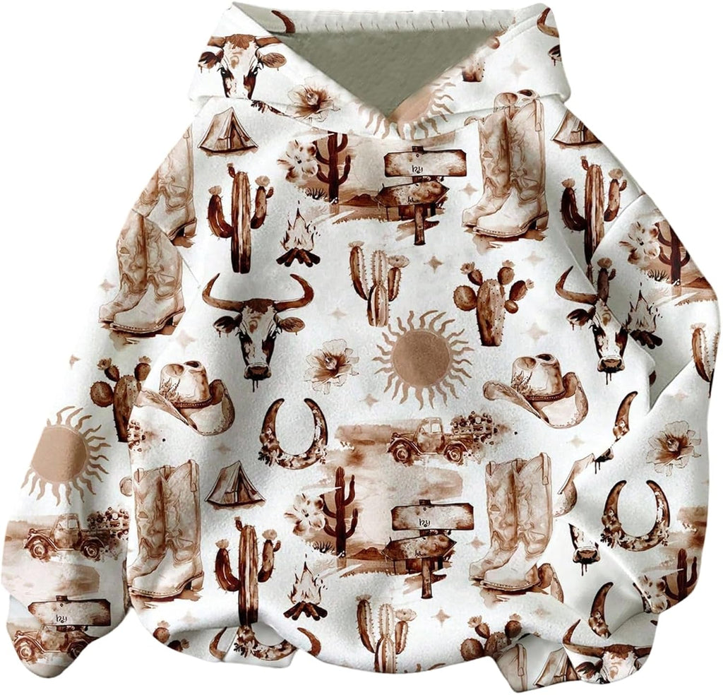 Women's Cowgirls Graphic Hoodies Lightweight Long Sleeve Hooded Sweatshirts Western Outfits
