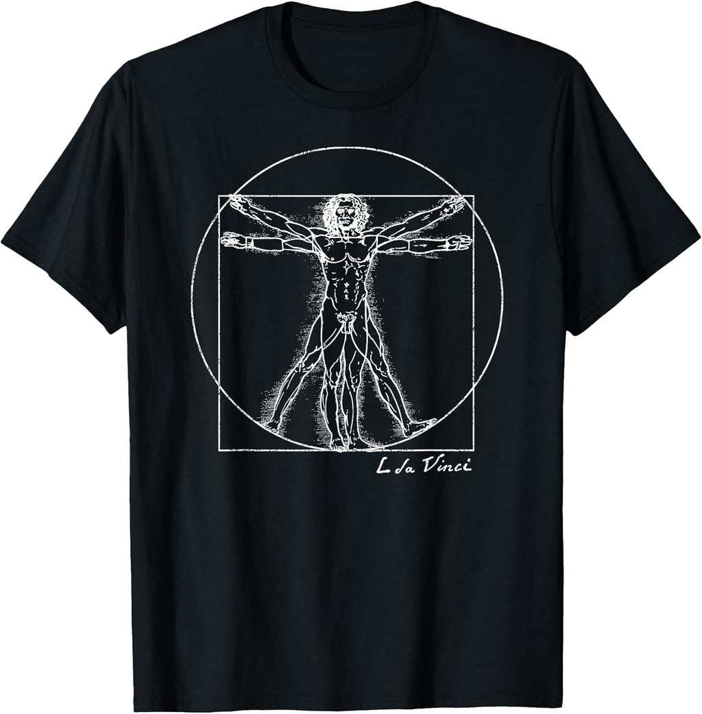 Vintage Vitruvian Man by Leonardo da Vinci Famous Artist T-Shirt