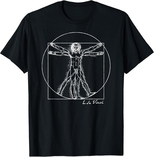 Vintage Vitruvian Man by Leonardo da Vinci Famous Artist T-Shirt