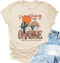 Women Country Music Shirt Retro Western Country Concert Tee Something in The Orange Letter Print Vintage Cowboy Tee Tops