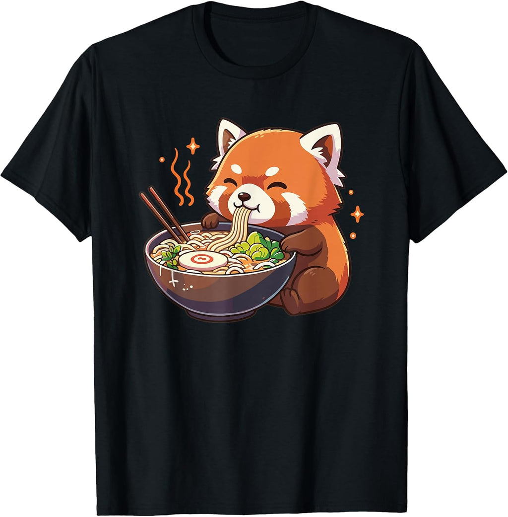 Red Panda with Noodles Ramen Kawaii Red Panda T-Shirt