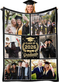 Personalized Graduation Blanket with Pictures, 2026 Graduation Gifts for Women & Men,Custom Class of 2026 Photo Gifts Soft Flannel Throw for College, High School, Master & PHD Graduations