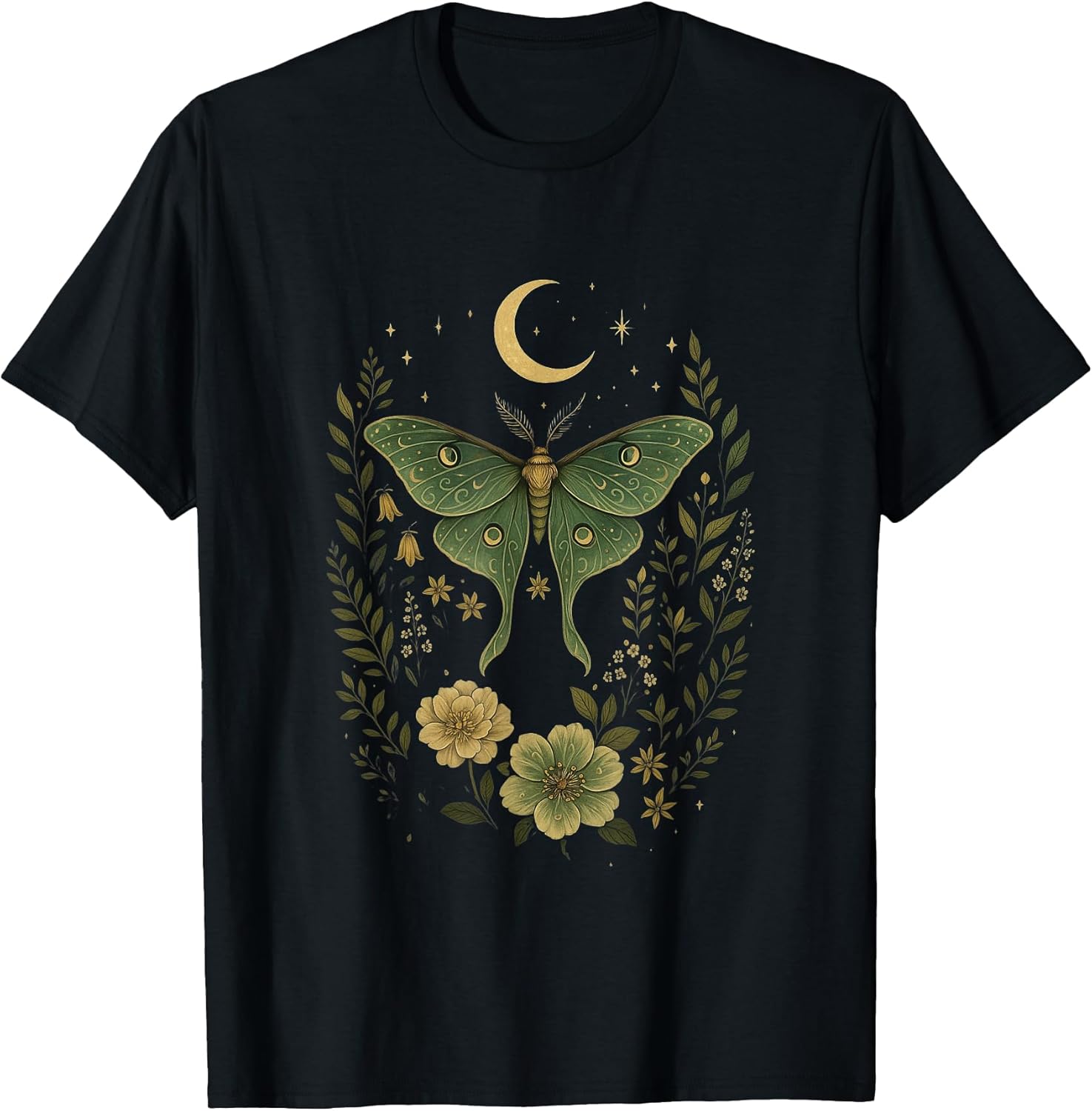 Luna Moth Cottagecore Vintage Grunge Floral Therian T-Shirt