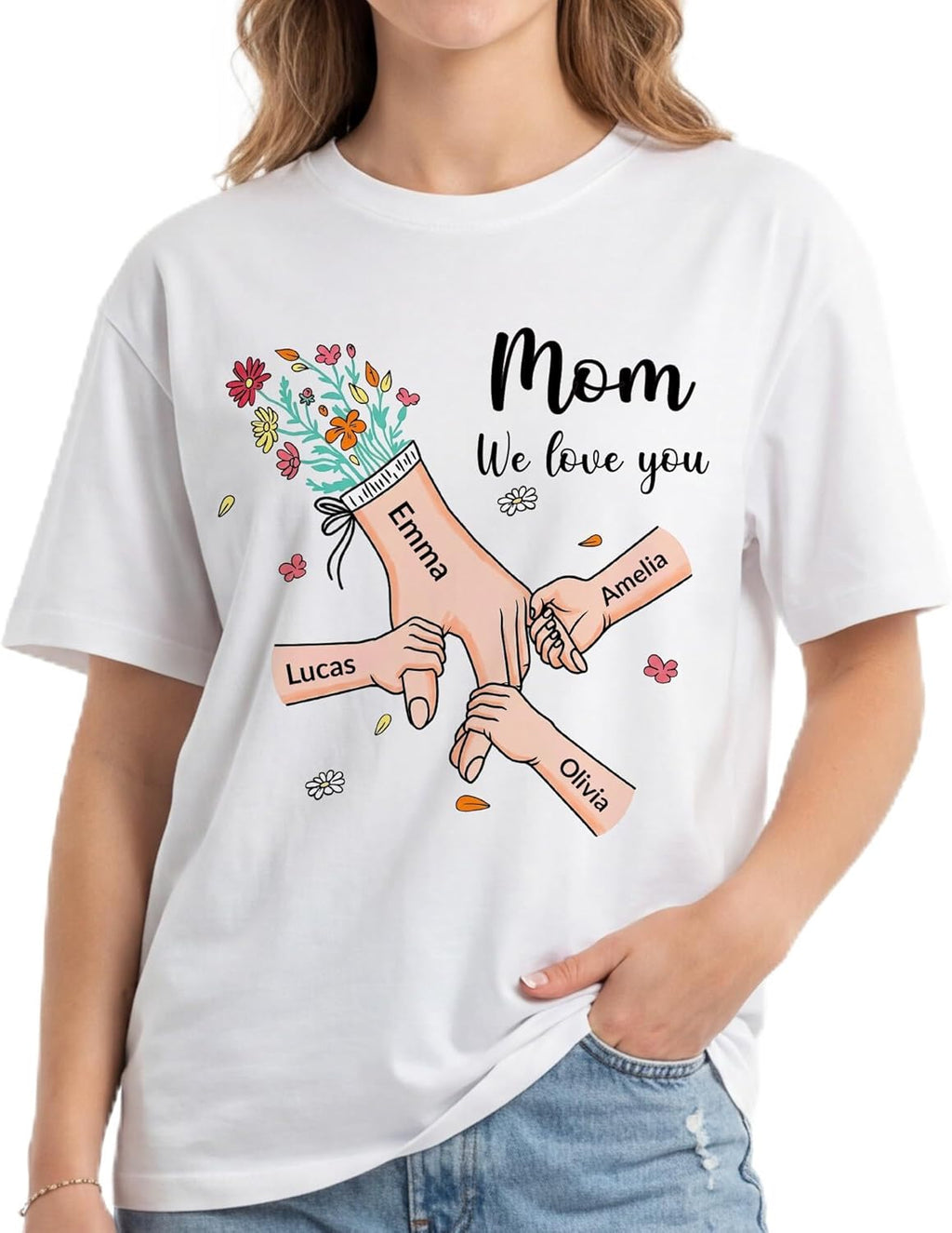 Personalized Shirt Gifts for Mothers Day, Custom Mom T-Shirt for Mama/Grandma/Wife/Women from Daughter/Kids
