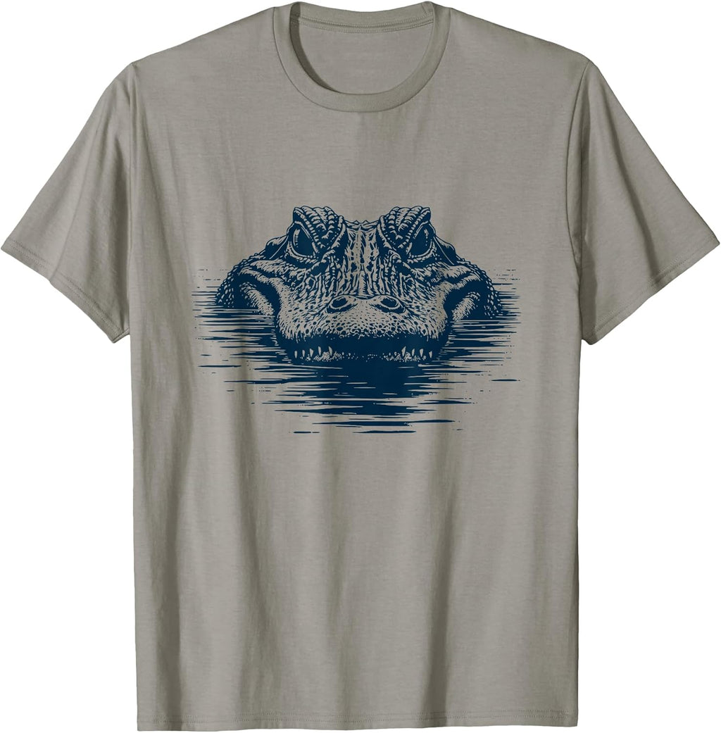 Just Chillin' Gator - Minimal Alligator Eyes Over Water T-Shirt