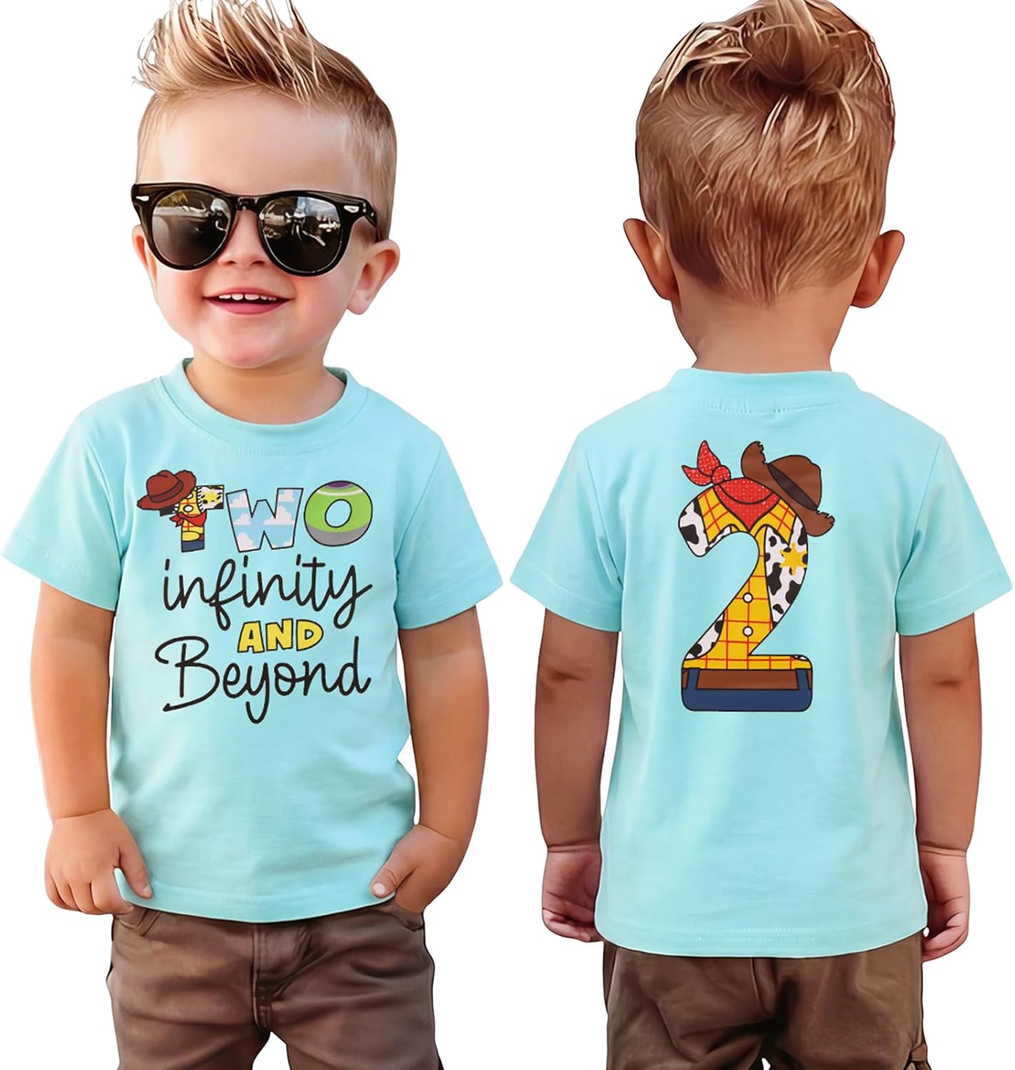 2nd Birthday Shirt Boy Two Infinity Tshirt 2 Year Old Toddler Boy Second Bday Party Outfit Cartoon Short Sleeve Top