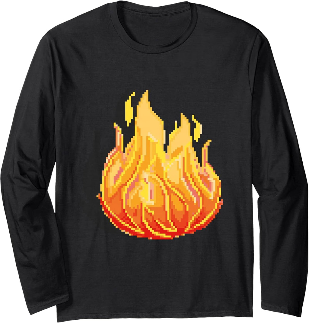 Pixel Art - Flame Long Sleeve T-Shirt