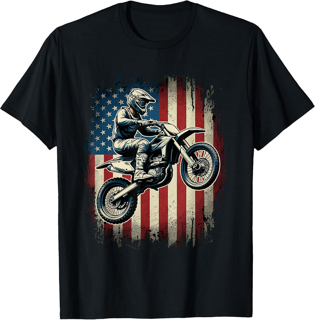 Cool USA Flag Dirt Bike July 4th Shirts