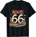 Classic Retro Route 66 Desert Scene with Red Vintage Car T-Shirt