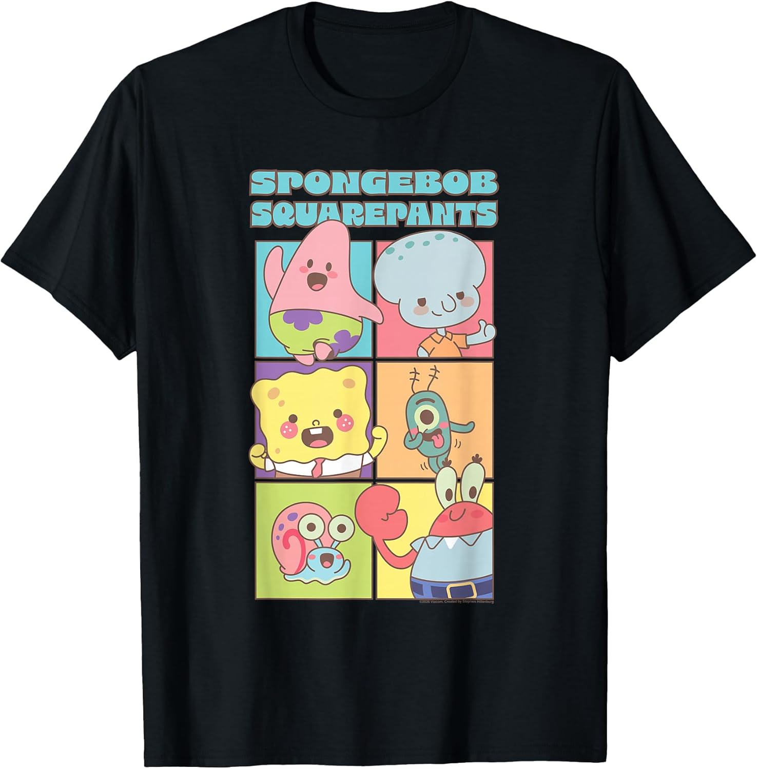 Cute Chibi Character Portrait Grid Pastel Pop Art Cartoon T-Shirt
