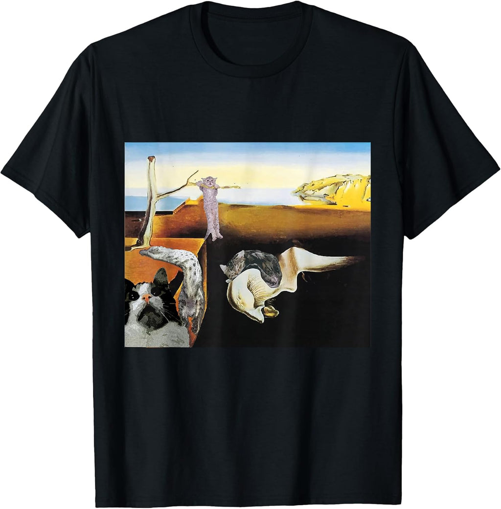 Funny cats painting The Persistence of Memory meowory Dali T-Shirt