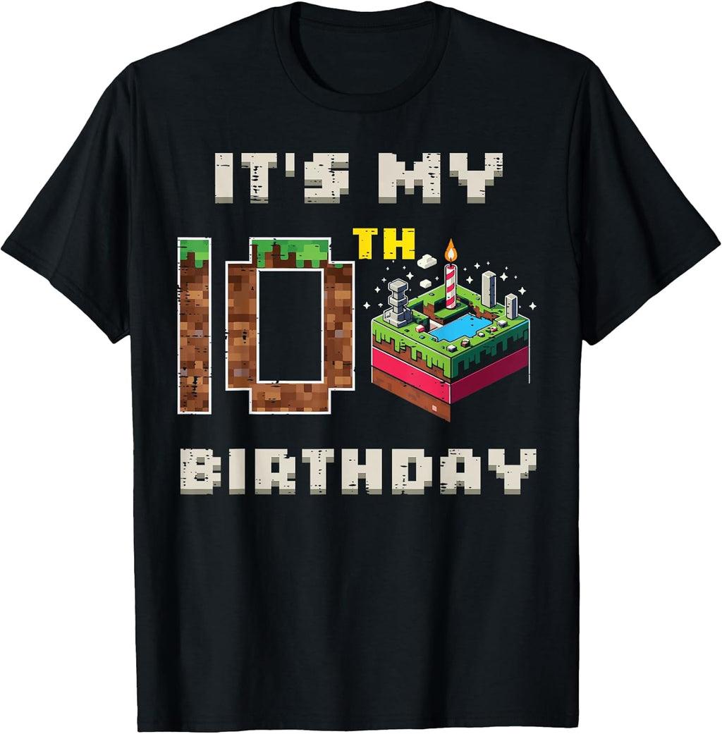 My 10th Birthday Pixel Game 10 Cake Gamer Boys Kid Youth T-Shirt