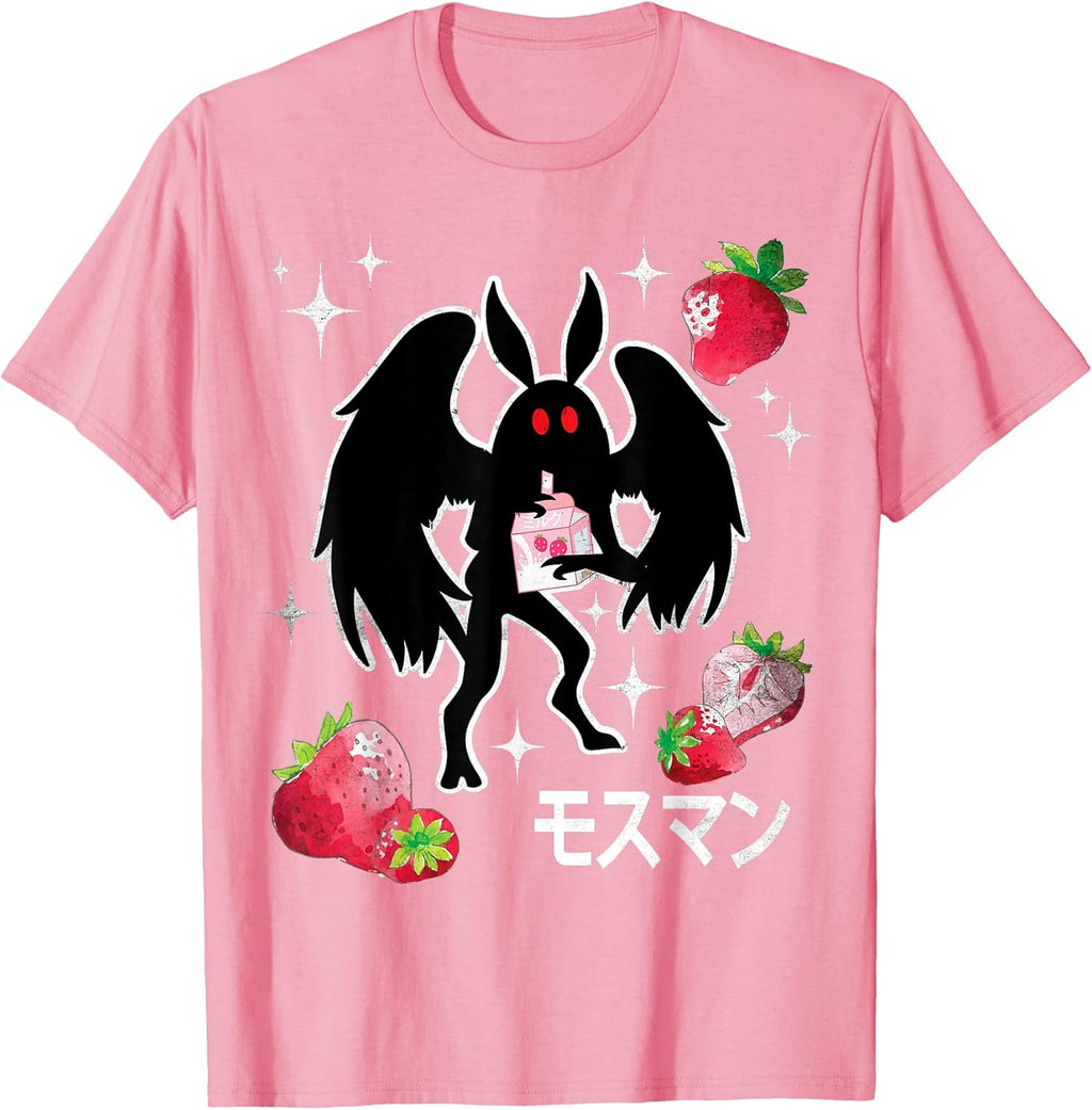 Mothman Kawaii Strawberry Milk Shake Carton T-Shirt