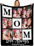 ShineSand Mother’s Day Personalized Gifts for Mom from Daughter Son - Custom Blanket with Picture Text Customized Photo Throw Blankets Christmas Birthday Gifts for Women Mother Wife Girlfriend