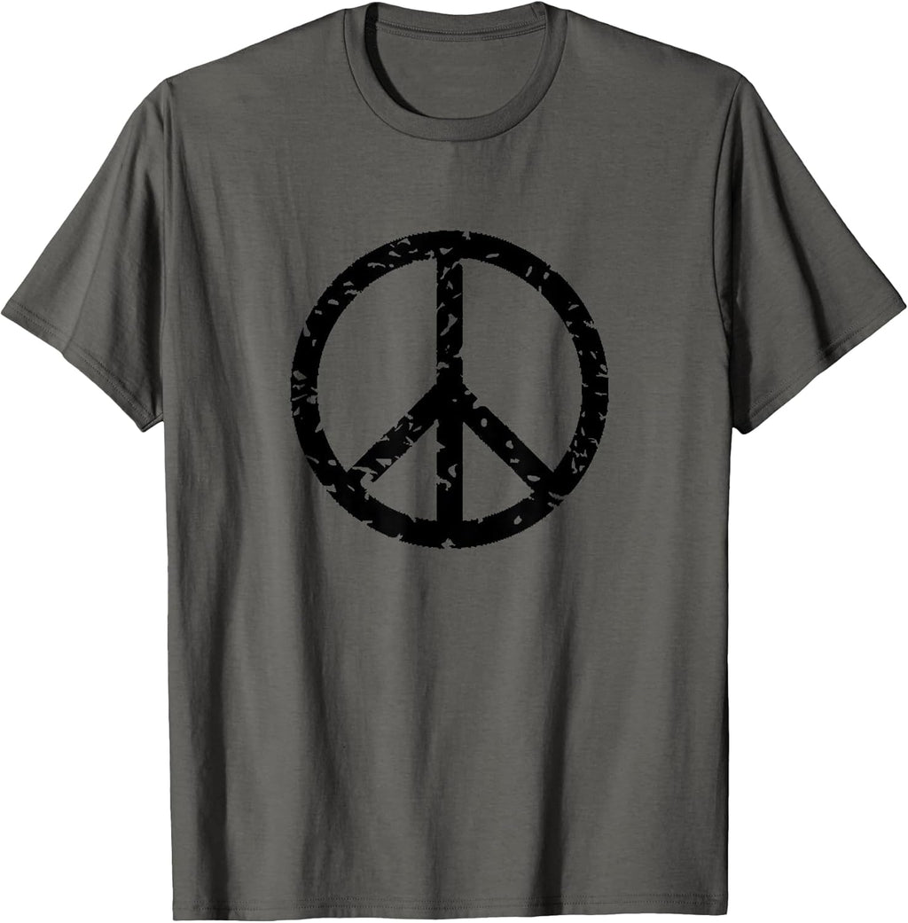 Distressed Vintage Peace Sign Tee Shirt Trendy Hippy T-Shirt T-Shirt