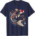 Koi Fish Vintage Flowers Japanese Art Floral Koi Carp T-Shirt
