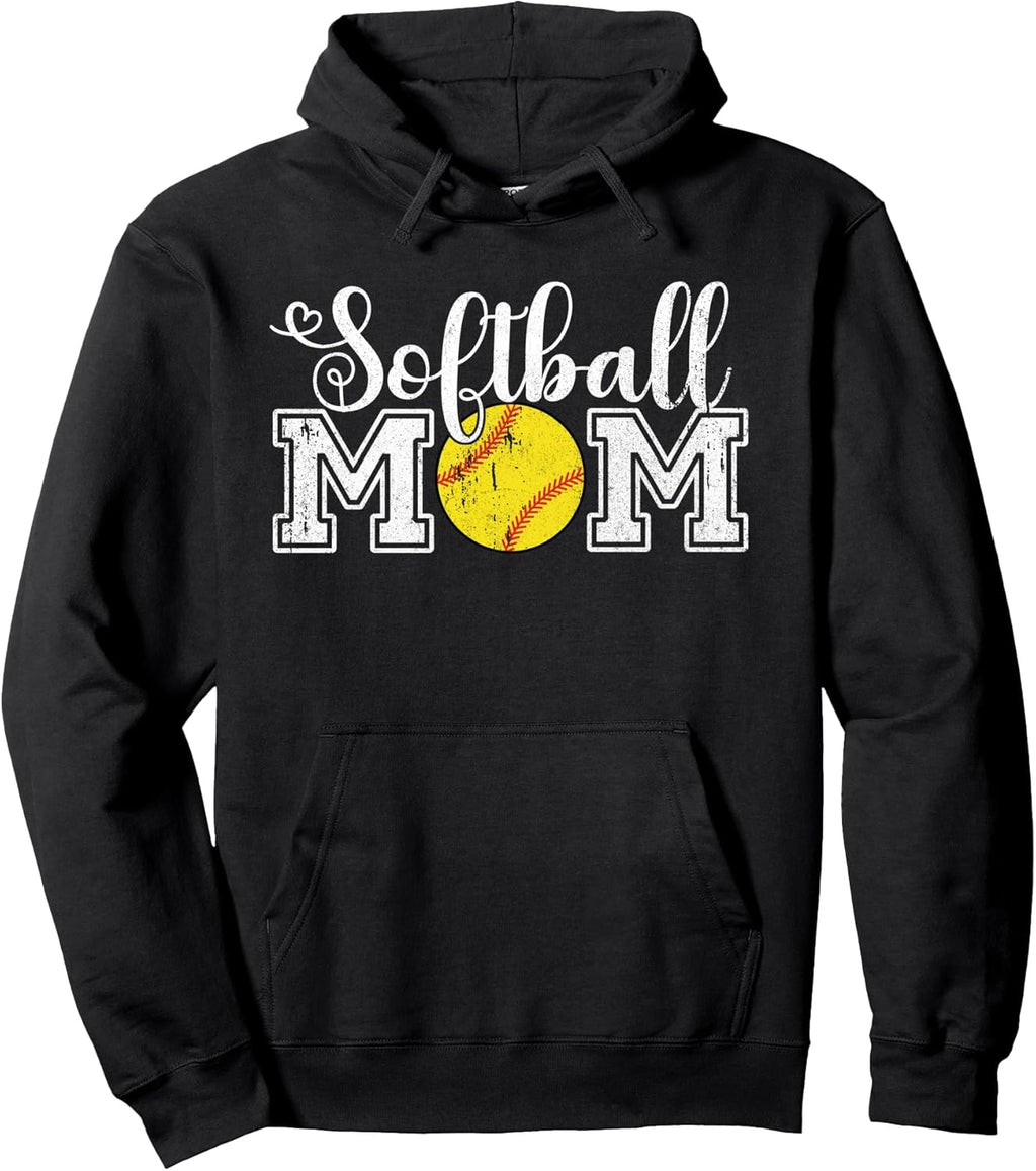Softball Mom Softball Mama For Women Retro Game Mothers Day Pullover Hoodie