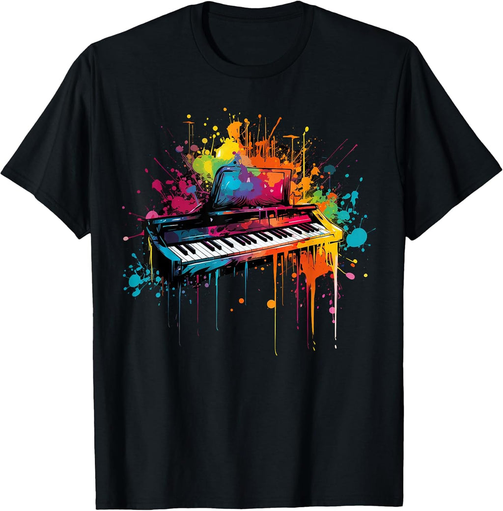 Keyboard Instrument on Colorful Painted Keyboard T-Shirt