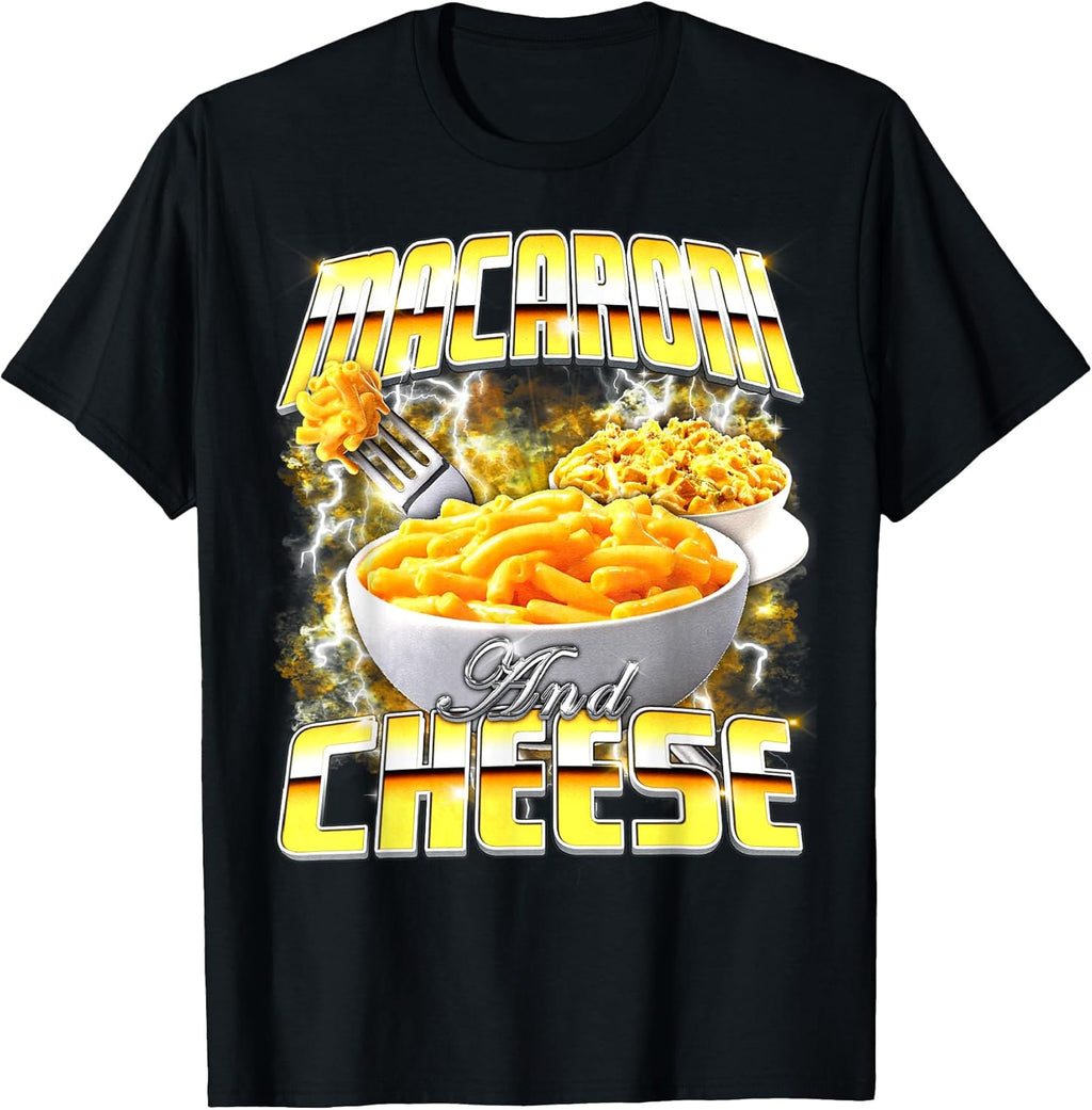 Macaroni and Cheese Meme Bootleg Rap Style 90s Vintage Funny T-Shirt