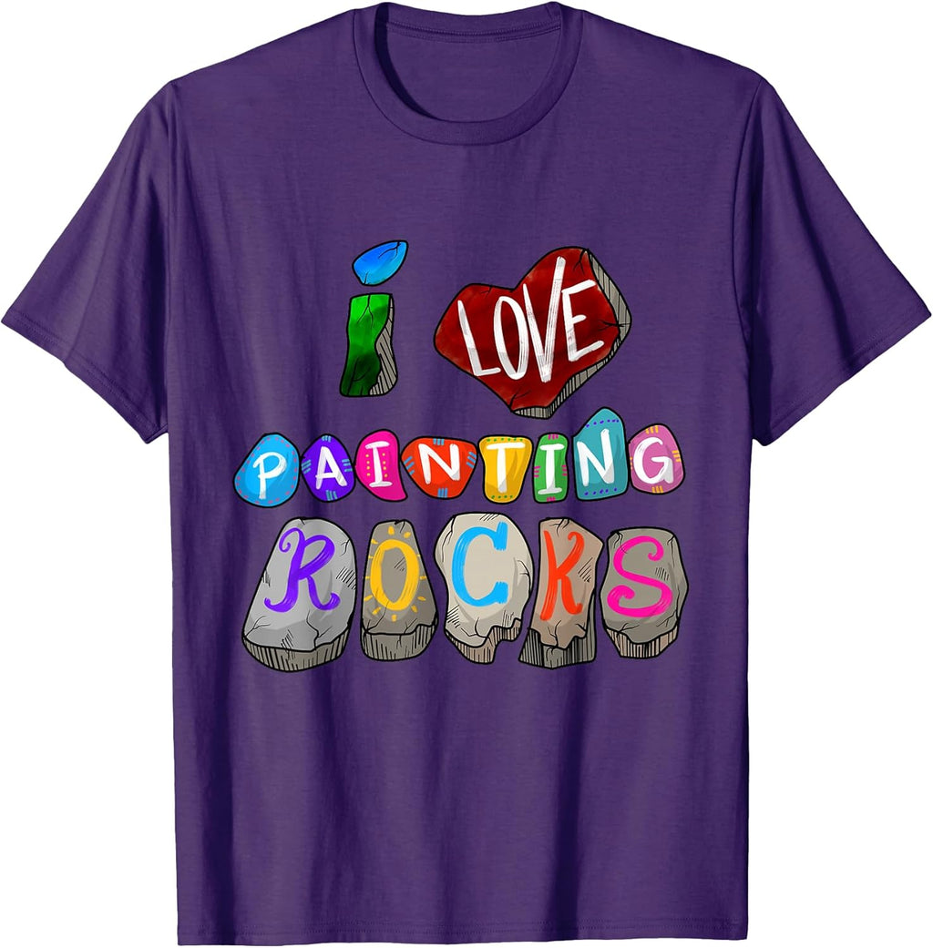 Funny I Love Painting Rocks Gift Cool Painter Men Women Kids T-Shirt