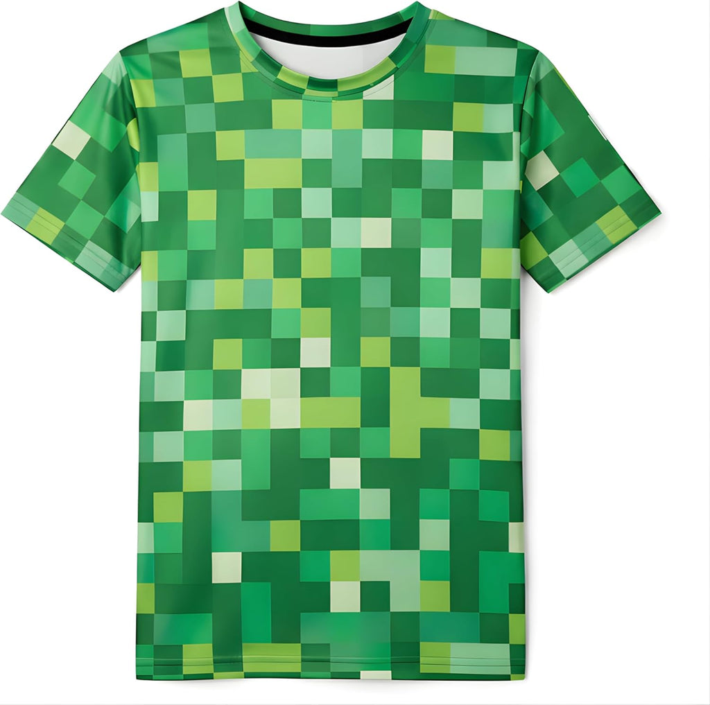 Pixel Green Face Costume Shirt for Mens Womens Adult Men Cosplay Pajamas Adults Halloween Christmas