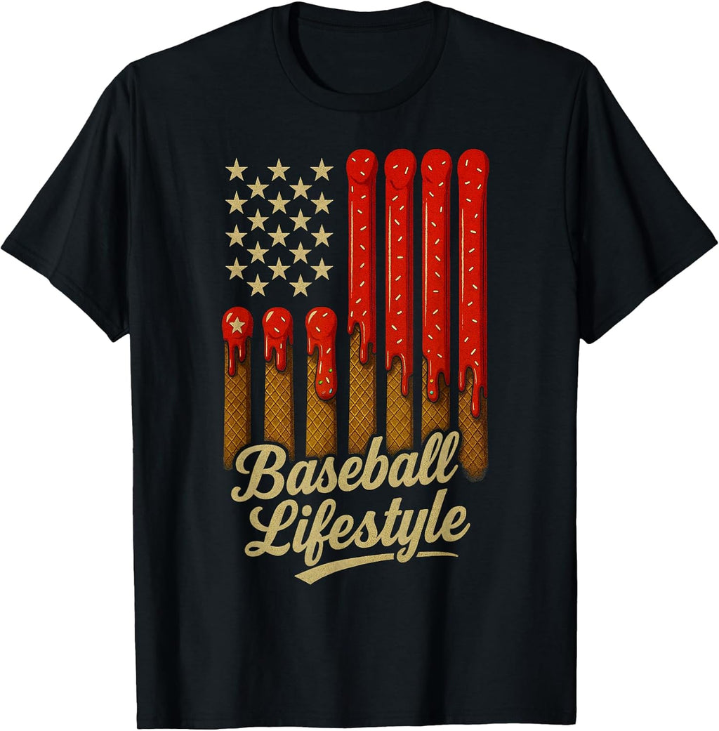 Baseball Life Style Apparel Youth Baseball Drip Ice Cream T-Shirt