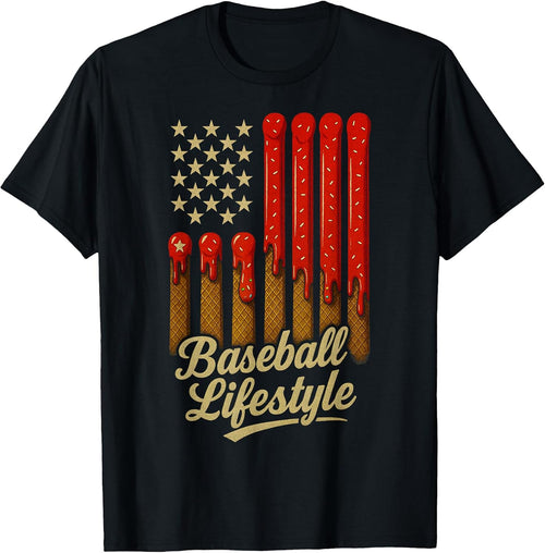 Baseball Life Style Apparel Youth Baseball Drip Ice Cream T-Shirt